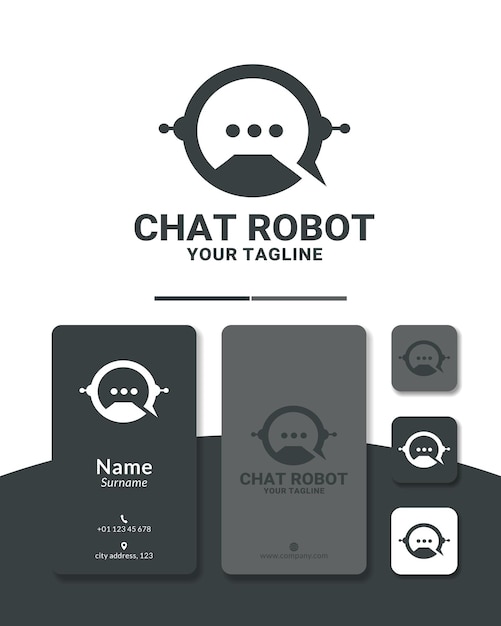 Flaches chat-roboter-logo-design für soziales kundengeschäft