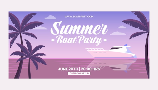 Flaches Design Boot Party horizontale Banner