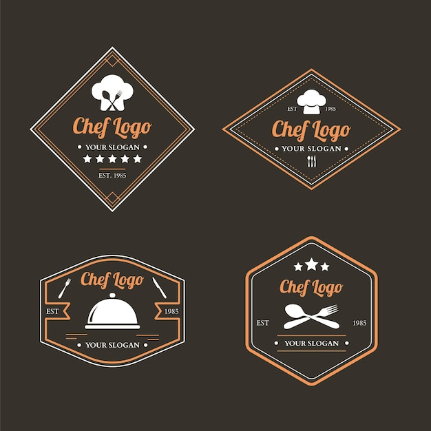 Flaches design chef logo pack