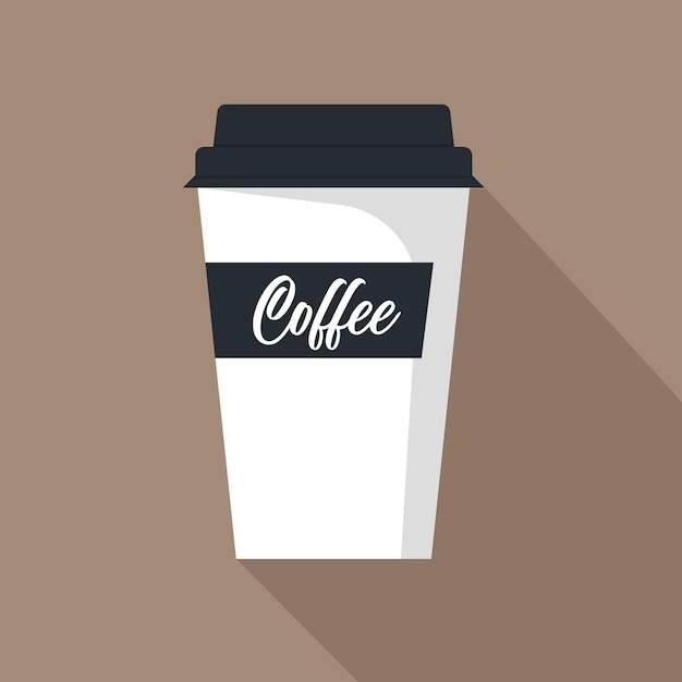 Flaches design der kaffeetasseikonen-vektorillustration mit langem schatten auch im corel abgehobenen betrag