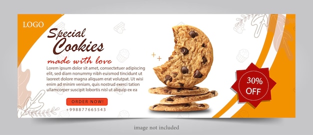 Flaches design der keksbäckerei-posterfahne für soziale medien