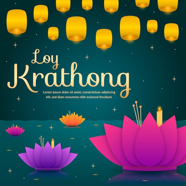 Flaches design der loy krathong-feier