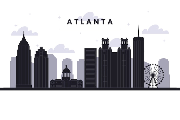 Vektor flaches design der skyline-silhouette von atlanta