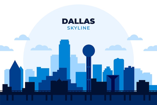 Flaches design der skyline von dallas