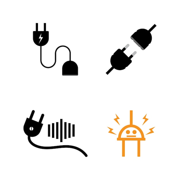Flaches design des elektrischen plug-in-symbol-logo-vektors