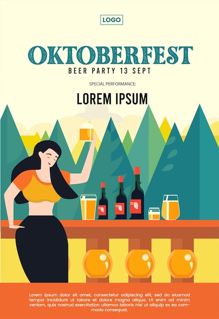 Vektor flaches design des oktoberfestes für plakatvorlage