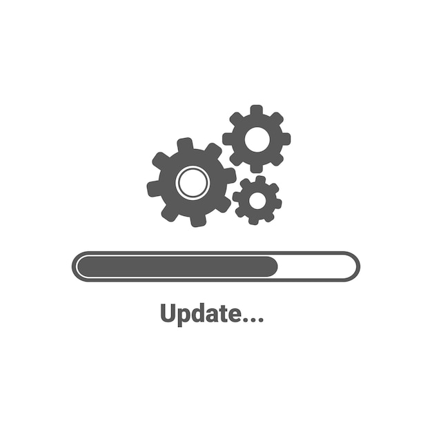 Flaches design des vektorillustrationsikonenschablonen-systemapp-aktualisierungsprozesses softwareladevorgangs