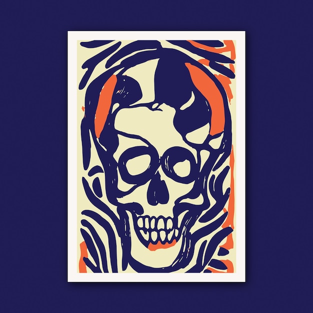 Flaches design dia de muertos menschlicher schädel skelett vektor-schädel-kunst