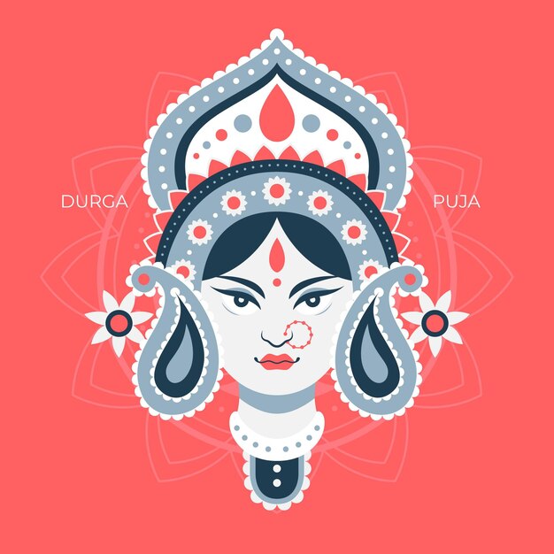 Vektor flaches design durga puja konzept