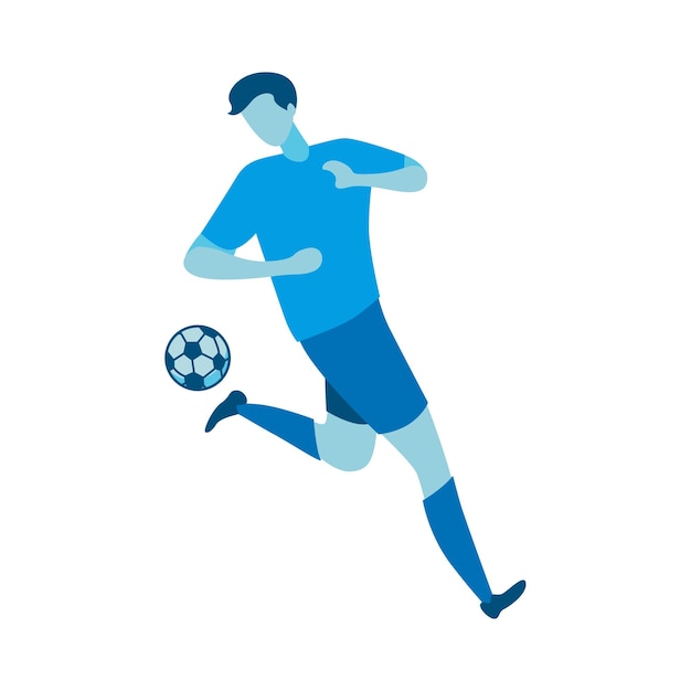 Flaches Design eines Fußballs, den ein Spieler tritt