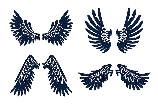 Flaches Design Engelsflügel Silhouette
