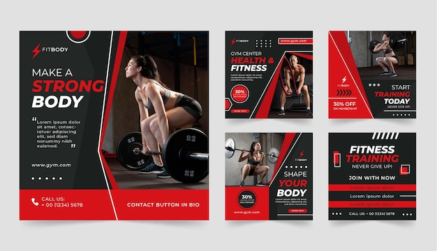 Flaches Design Fitnessstudio Vorlagendesign