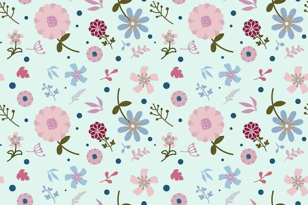 Flaches Design Floral Seamless Pattern Hintergrund