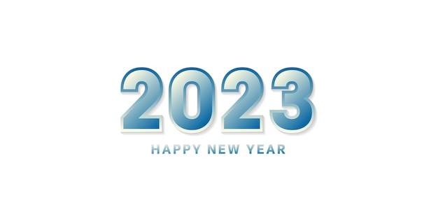 Flaches Design frohes neues Jahr 2023 auf weißem Hintergrund