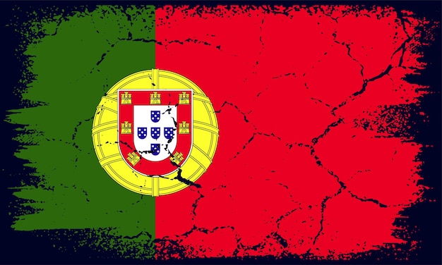 Flaches design-grunge-portugal-flaggen-hintergrund