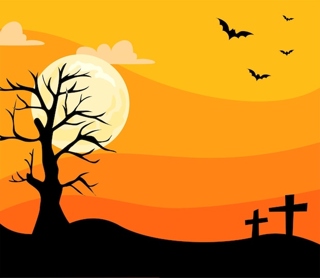 Flaches design halloween wallpaper hintergrundkonzept