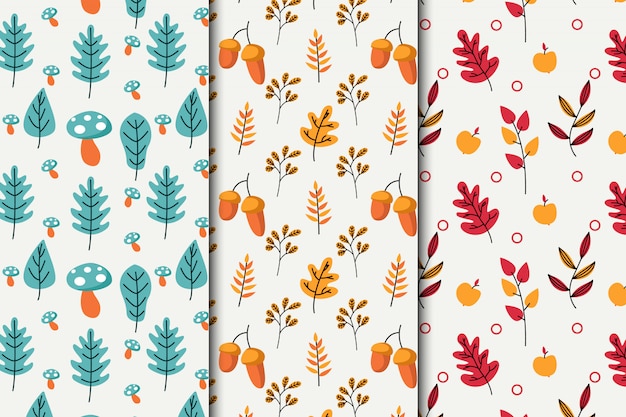 Vektor flaches design herbstmusterset