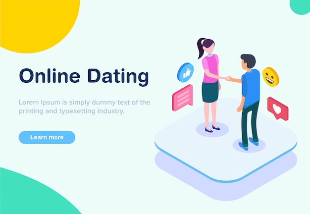 Vektor flaches design isometrische online-dating