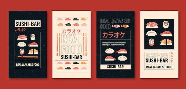 Flaches design japanisches restaurant instagram geschichten