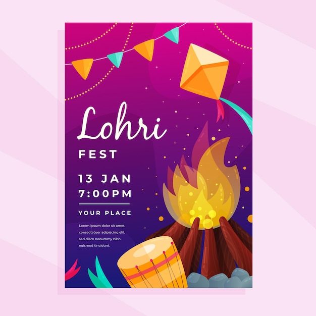 Vektor flaches design lohri plakatschablone