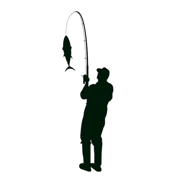 Flaches Design Mann Angeln Silhouette