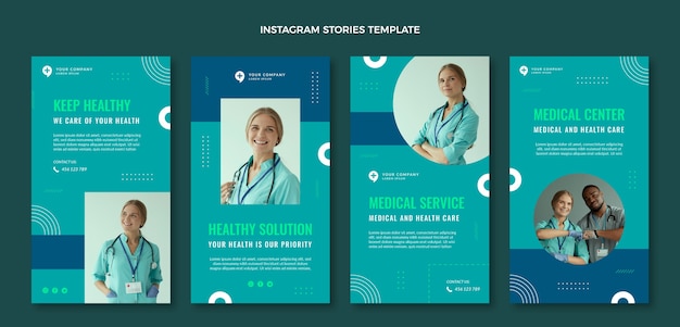 Flaches Design medizinische Instagram-Geschichten-Vorlage