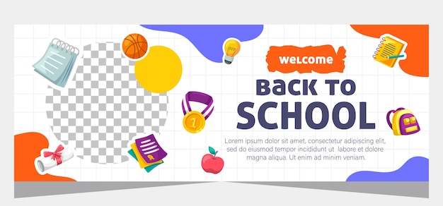 Flaches design, minimale back-to-school-banner-vorlage