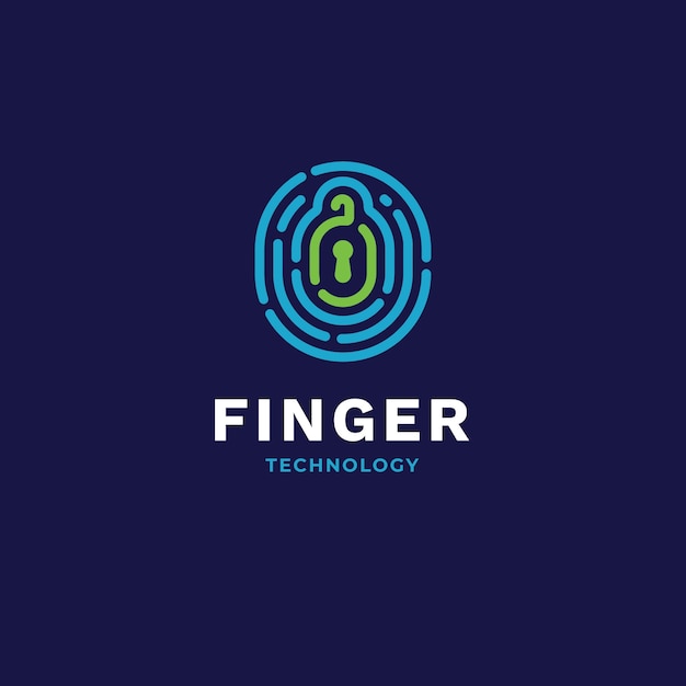 Flaches Design mit Fingerabdruck-Logo
