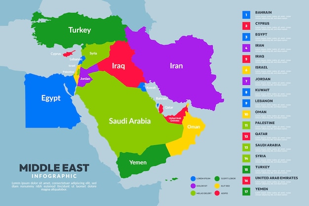 Vektor flaches design mittlerer osten kartendesign