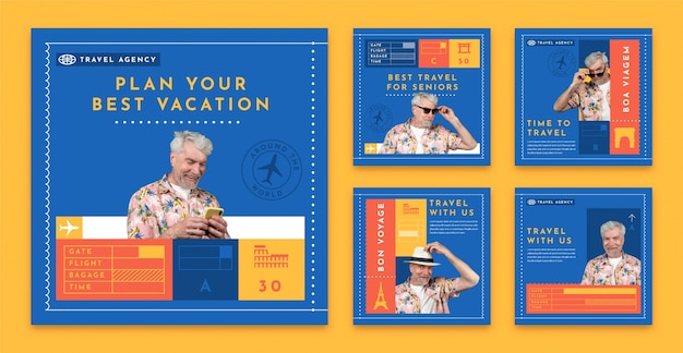 Flaches design reisebüro instagram post pack