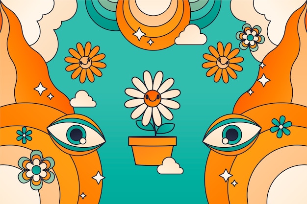 Flaches Design Retro 60er 70er Hintergrund