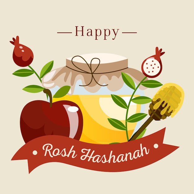 Flaches design rosh hashanah konzept