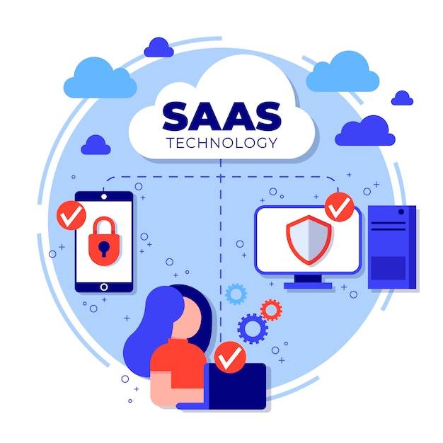 Vektor flaches design saas-illustration