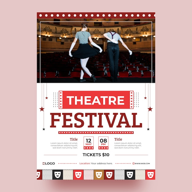 Vektor flaches design-theatershow-poster