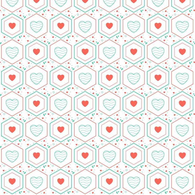 Flaches Design-Valentinstagmuster mit abstraktem Herzen