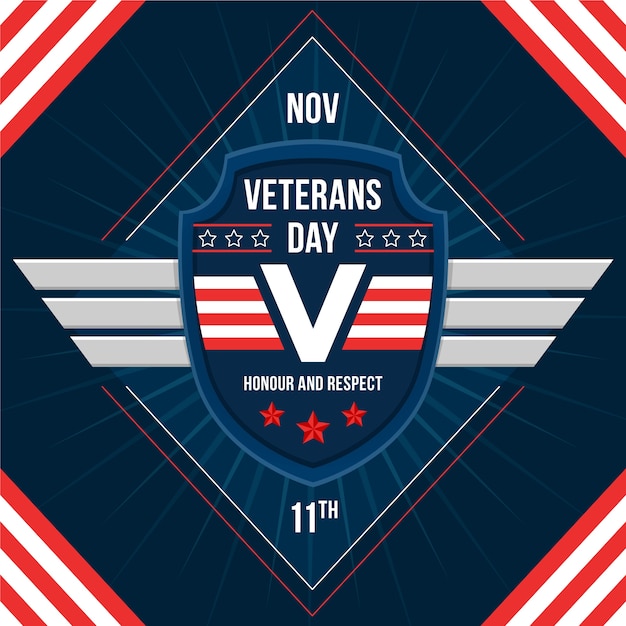 Vektor flaches design veterans day hintergrund