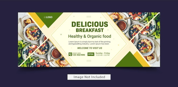 Flaches Design von Facebook-Cover und Webbanner der Speisekarte