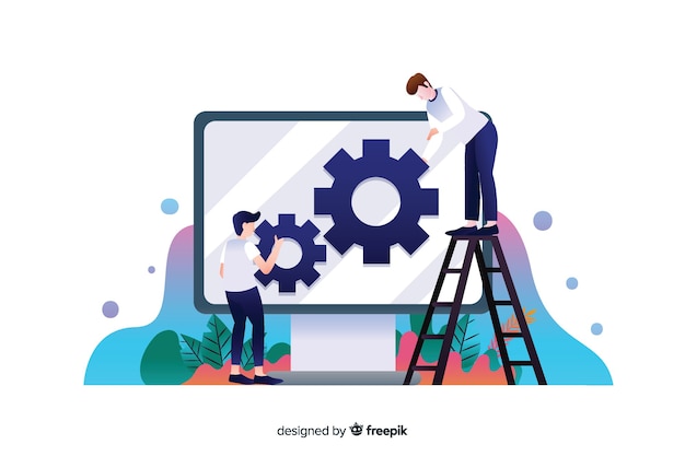 Flaches Design Website-Setup-Konzept mit Charakteren