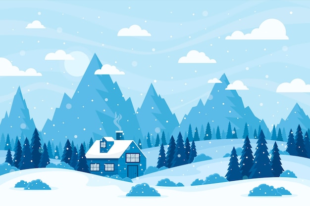 Flaches design winterlandschaft