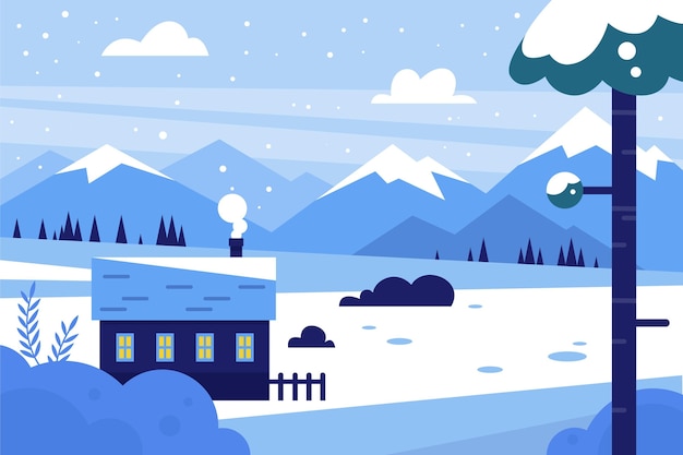 Flaches Design Winterlandschaft