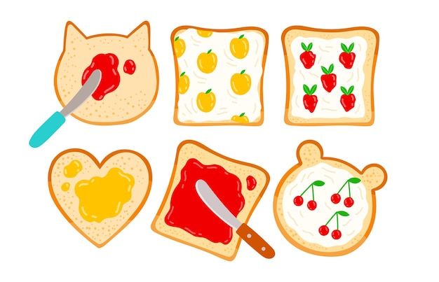 Flaches designset der toast- und stauvektorillustration