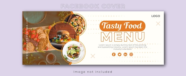 Flaches Facebook-Social-Media-Cover-Design für leckeres Essen