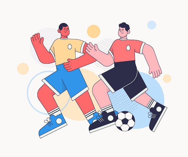 Flaches fußballspieler-illustrationsdesign