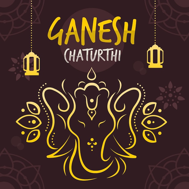 Flaches ganesh chaturthi-konzept