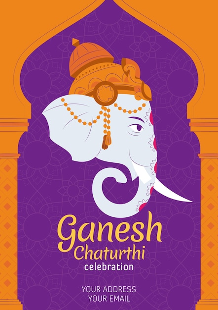 Vektor flaches ganesh chaturthi poster