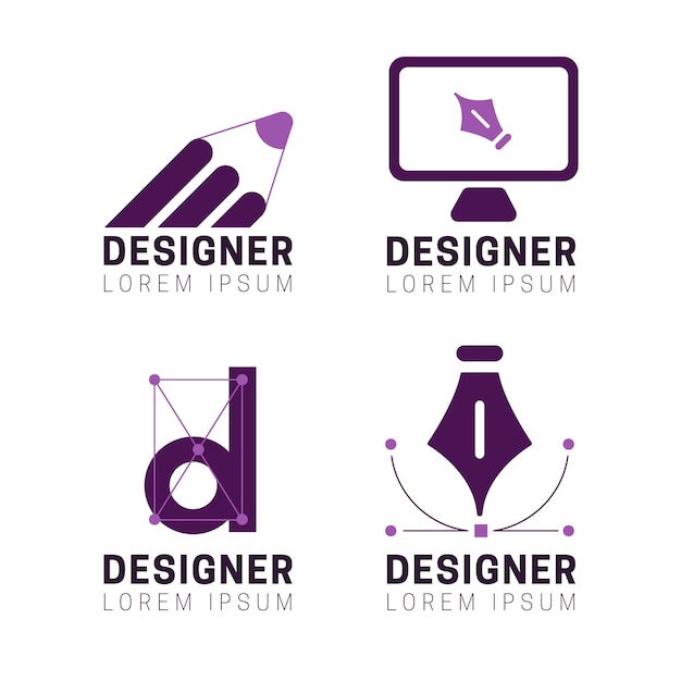 Vektor flaches grafikdesigner-logoset