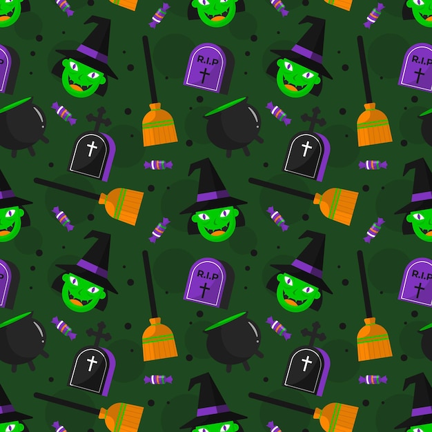 Vektor flaches halloween-musterdesign