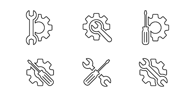 Flaches Icon-Set für den Reparaturservice