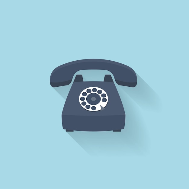 Flaches Internet-Symbol altes Vintage-Retro-Telefon