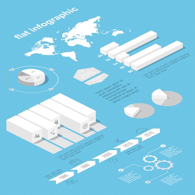 Flaches isometrisches infographic 3d für ihre geschäftsdarstellungen.